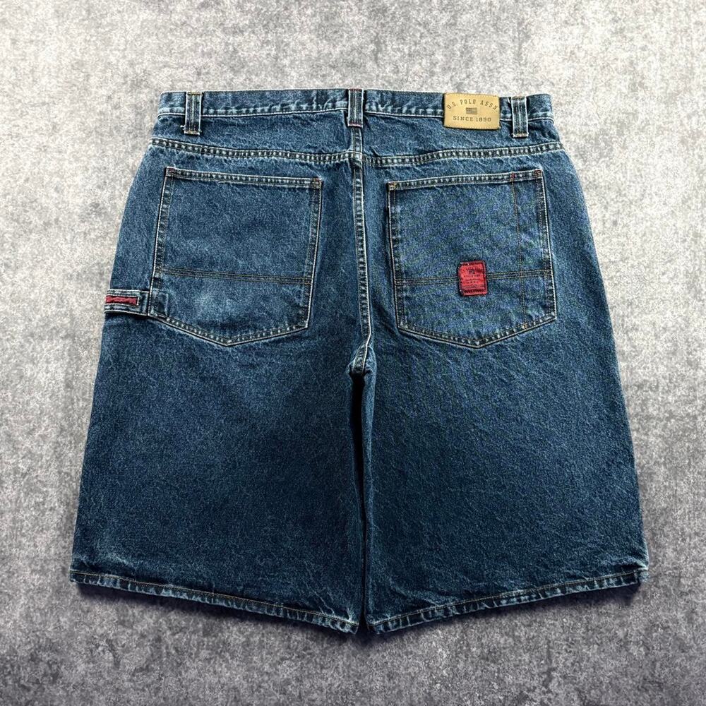 Vintage US Polo Assn Mens 40 Blue Baggy Denim Jorts Y2K Skater Hip Hop